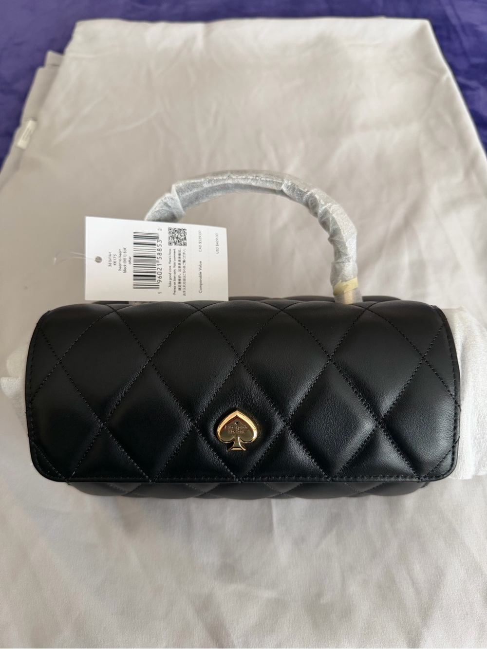 kate spade Heart Barrel Quilted Crossbody Black with Gold Hardware NWT - Picture 9 of 15